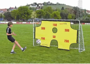 Portë futbolli Spartan Metall Tor S1153, metal, me mur shënjestre, e bardhë