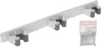 Mbajtëse muri për fshesa dhe mop, metal, 3 vende, gri