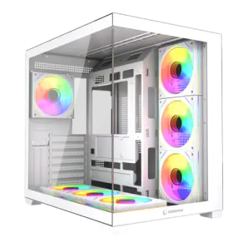 Kasë Per pc Rampage ARES ATX Mid-Tower me 7× ARGB Fan dhe PSU 750 W 80 Plus Bronze – Tempered Glass