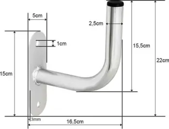 Mbajtëse muri për antenë Front, 16cm, çelik i galvanizuar, metalike