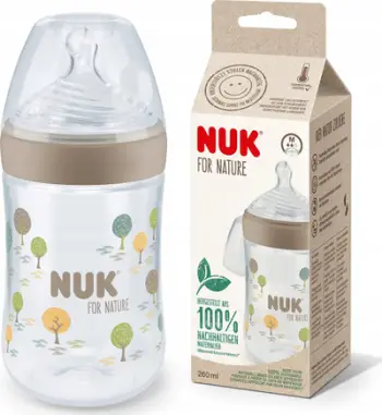 Biberon NUK For Nature, 260ml, sensor temperature, gri