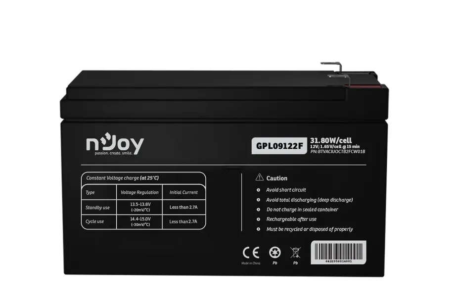 Bateri UPS nJoy GPL09122F, 12V, 9Ah, terminale F2 - 1