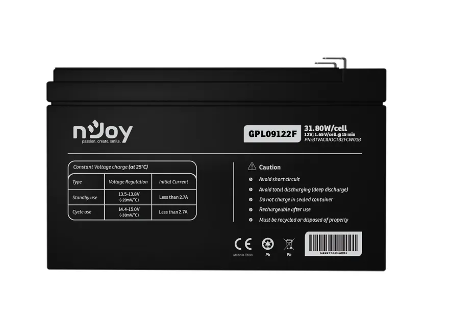Bateri UPS nJoy GPL09122F, 12V, 9Ah, terminale F2 - 3