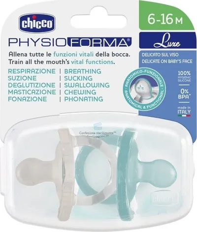 Biberon ortodontik Chicco Physio Form Luxe, 6 16 muaj, set 2 copë, gri dhe mente - 1