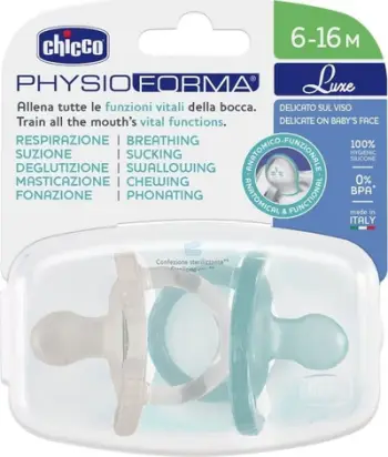 Biberon ortodontik Chicco Physio Form Luxe, 6 16 muaj, set 2 copë, gri dhe mente
