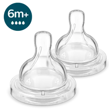 Biberona Philips Avent Airflex Teat Flow 4, 6m+, 2 copë