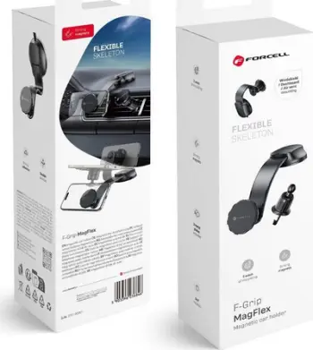 Mbajtëse magnetike për veturë Forcell MagFlex, krah 20 cm, rrotullim 360°, e zezë