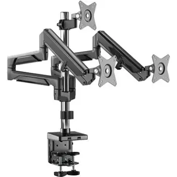 Mbajtëse monitori AlzaErgo Arm T130B Premium USB, për 3 monitorë 17–27", Space Black