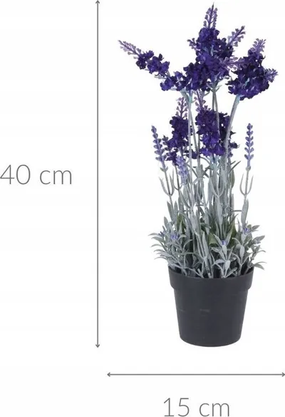 Bimë artificiale lavandë në vazo, 40 cm, vjollcë - 2