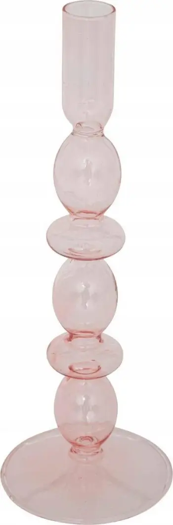Mbajtëse qirinjsh Atmosphera Light Pink Glass Candle Holder H25.7cm, qelq, rozë e çelët