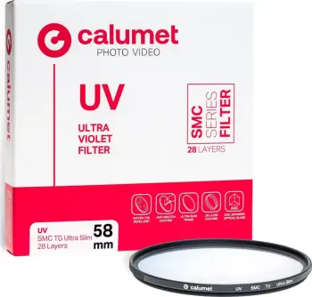 Filter UV Calumet SMC TG Ultra Slim 58mm, xham optik, kornizë alumini, i zi