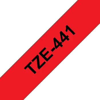 Kasetë etiketuese Brother TZe-441, 18mm, tekst i zi në sfond të kuq, e kuqe