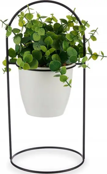 Bimë artificiale Ibergarden, gjethe të rrumbullakëta, 30cm, bazë metalike e bardhë