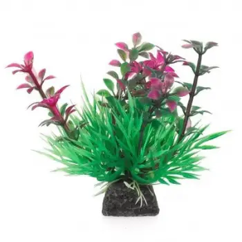 Bimë dekorative për akuarium Aqua Natura, plastike, 10 cm, jeshile rozë