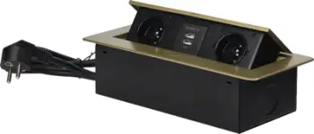 Prizë banaku me USB Furniture Countertop Sockets Charger, 2x prizë, 2x USB, bronzi