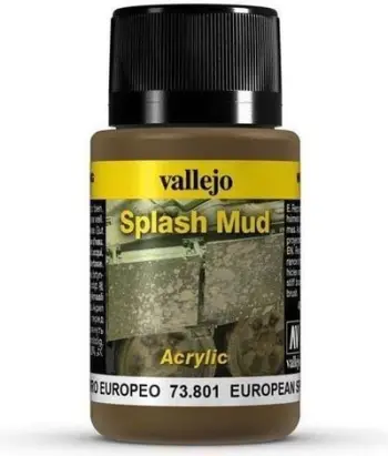 Efekt Weathering Vallejo European Splash Mud, 40ml, baltë evropiane, kafe