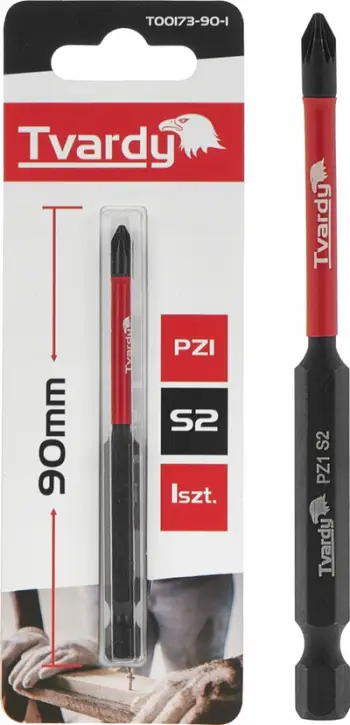 Bit goditës Tvardy T00173 90mm, PZ1, çelik S2, i kuq e zi