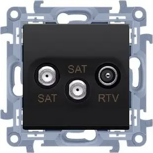 Prizë antene e dyfishtë Kontakt Simon 10 SAT SAT RTV, modul i fshehtë, e zezë matt