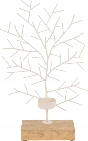 Mbajtëse qirinjsh Home and Styling Collection, për tealight, dru dhe metal, e bardhë