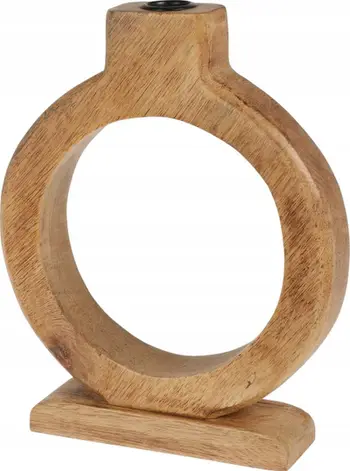 Mbajtëse qiriri H&S Decoration, dru mango, 21 cm, bezhë