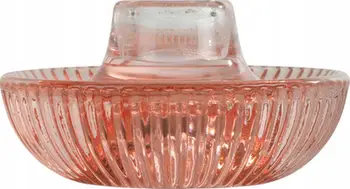 Mbajtëse qiriu Homea Ribbed Glass, xham i valëzuar, rozë