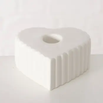 Mbajtëse qiriri Boltze Home Anima, qeramike, formë zemre, 4 x 9 cm, e bardhë