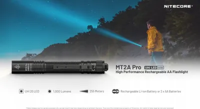 Elektrik dore NITECORE MT2A Pro UHi 20, 1000 lumens, LED, e zezë - 5