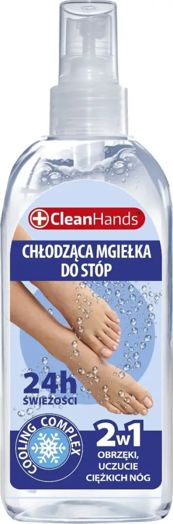 Spray ftohës për këmbë Cleanhands Cooling Foot Mist 2in1, kundër ënjtjes dhe rëndesës, 100ml
