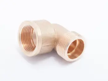 Kënd lidhës bronzi 3/8", polish, me fije