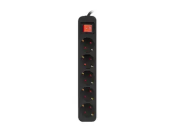 Prizë zgjatuese Lanberg PS1-05F-0150-BK, 5 dalje Schuko, kabëll 1.5 m, e zezë