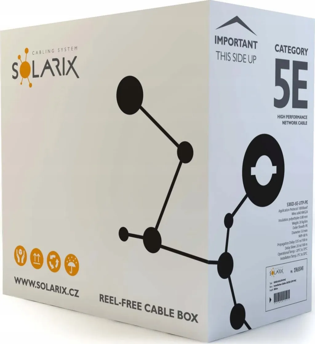 Kabllo rrjeti Solarix SXKD-5E-UTP-PE, Cat5E, 100m, i zi - 2