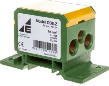 Bllok shpërndarës Elektro-Plast DB6-Z 48.44, 5 pika lidhjeje, montim në shinë DIN, verdhë-jeshile
