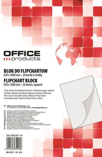 Bllok flipchart Office Products, 65x100cm, 20 fletë, i bardhë
