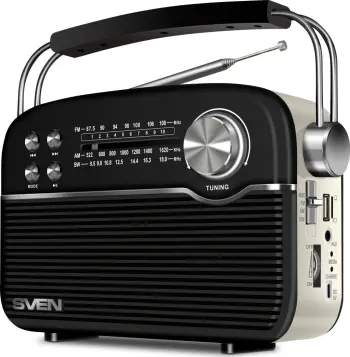Radio portative Sven SRP-505, wireless, Blu-ray dhe DVD player, e zezë