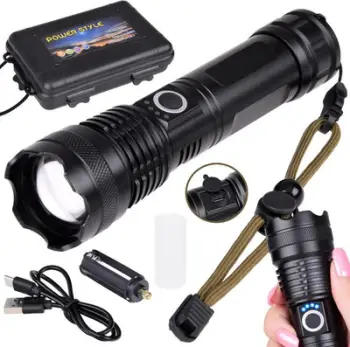 Elektrik dore SP0799, LED i fuqishëm, i rikarikueshëm USB, i papërshkueshëm nga uji, i zi