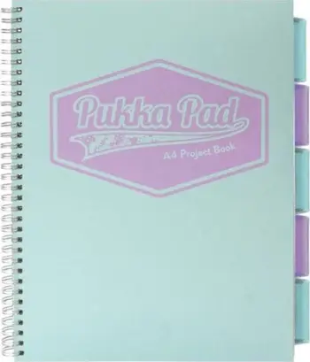 Bllok shënimesh Pukka Pad Project Book Pastel A4, 100 fletë me katrorë, set 3 copë