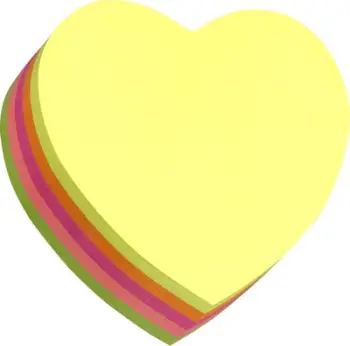 Bllok shënimesh vetëngjitës B.N.T Neon Heart Notes, 64x67 mm, 250 fletë, shumëngjyrëshe
