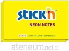 Bllok shënimesh vetëngjitës Stickn Notepad, 127x76mm, 100 fletë, ngjyra neon