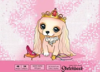 Bllok vizatimi Fresh Puppy Princess, 197x145mm, 48 faqe, 100g, shumengjyrësh