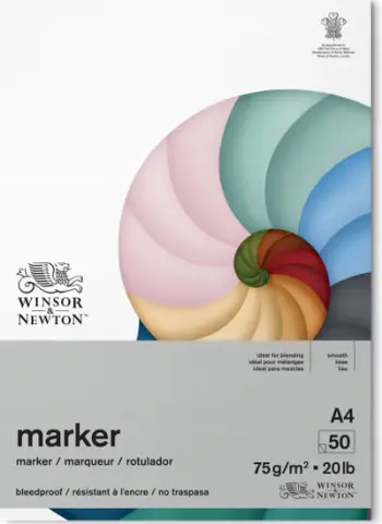 Bllok vizatimi Winsor & Newton Bleedproof Marker Pad, A4, 75gsm, i bardhë