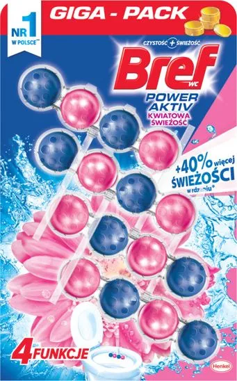 Bllok WC Bref Power Active Floral, aromë lulesh, set 4x50 g - 1