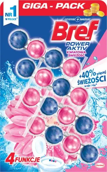 Bllok WC Bref Power Active Floral, aromë lulesh, set 4x50 g