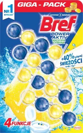 Bllok WC Bref Power Juicy Lemon, varëse tualeti, 8x50g
