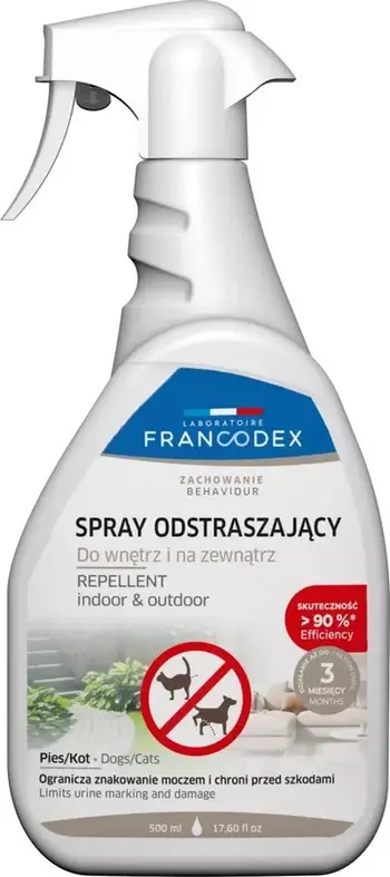Sprej repelent Francodex PL, brenda dhe jashtë, për qen mace dhe mustakë, 500ml