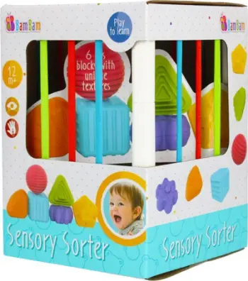Blloqe sensorike BamBam Sensory Blocks, set edukativ për foshnje, shumëngjyrëshe