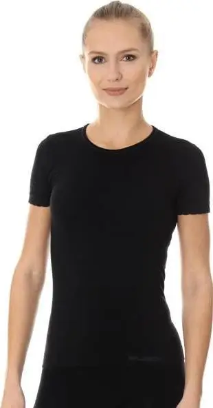 Bluzë femrash Brubeck SS00970A Comfort Cotton, mëngë të shkurtra, përditshme, e zezë, XL