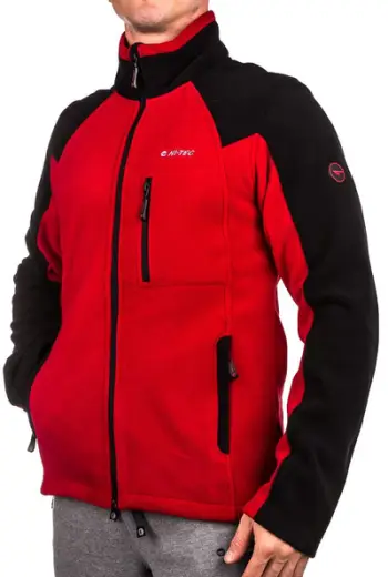 Bluzë fleece për meshkuj Hi-Tec Monar, poliester, madhësia L, e kuqe