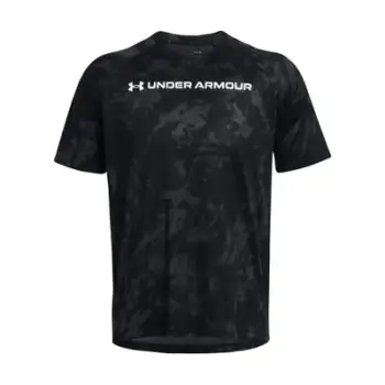 Bluzë burra Under Armour Tech Camo, me mëngë të shkurtra, për atletikë, e zezë