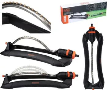 Sprinkler kopshti Black+Decker, lëkundës, 19 vrima, portokalli