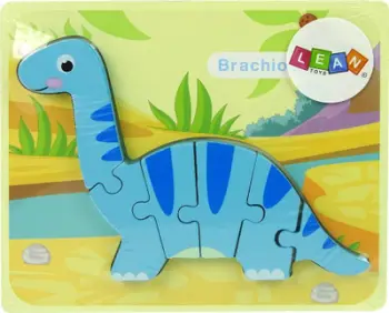 Puzzle druri Leantoys Dinosaur Brachiosaur, arsimor, blu